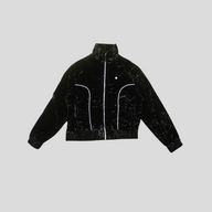 Amiri Crushed Velvet Track Jacket in Black