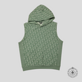 Dior Oblique Terrycloth Sleeveless Hoodie in Green/White