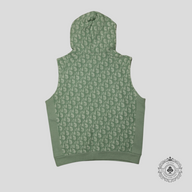 Dior Oblique Terrycloth Sleeveless Hoodie in Green/White