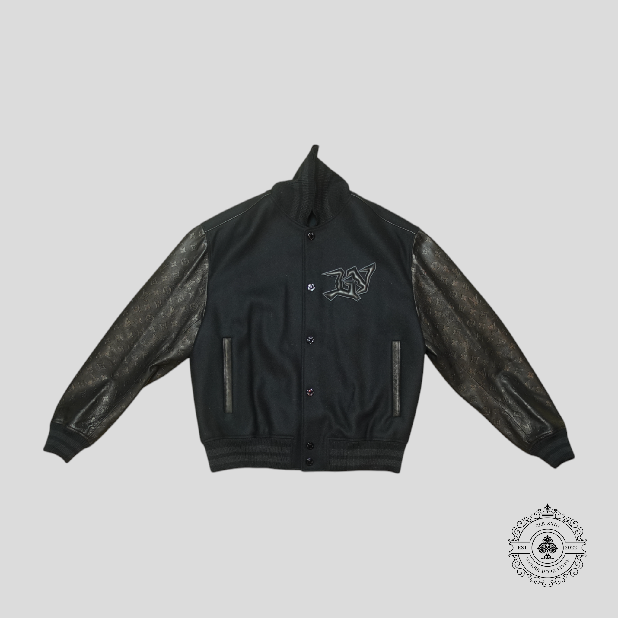 Louis Vuitton Mix Leather Varsity Jacket in Black