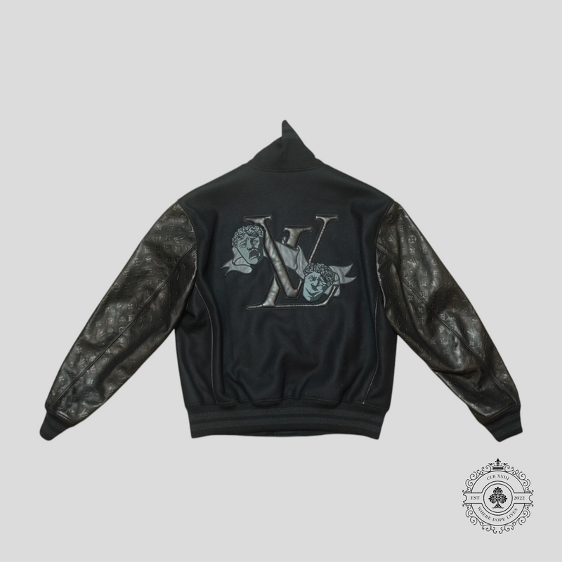 Louis Vuitton Mix Leather Varsity Jacket in Black
