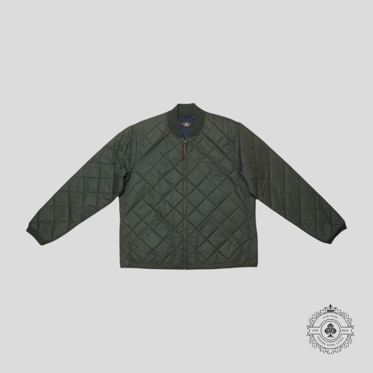 RRL Benton Quilted Bomber in Grey