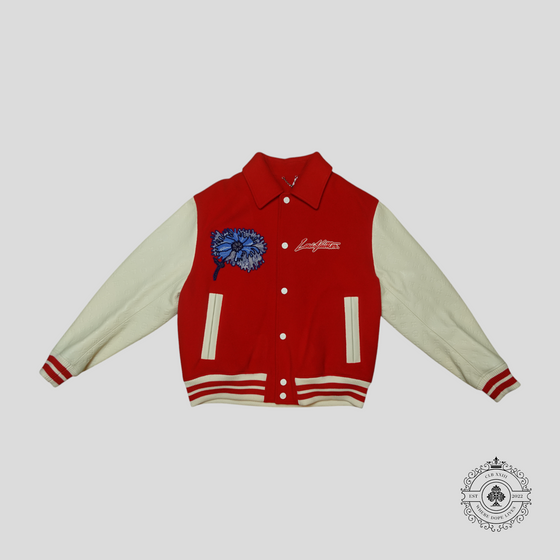 Louis Vuitton x Yayoi Kusama Psychedelic Flower Embossed Monogram Sleeve Varsity Jacket in Red/White — authenticated Louis Vuitton at CLB XXIII
