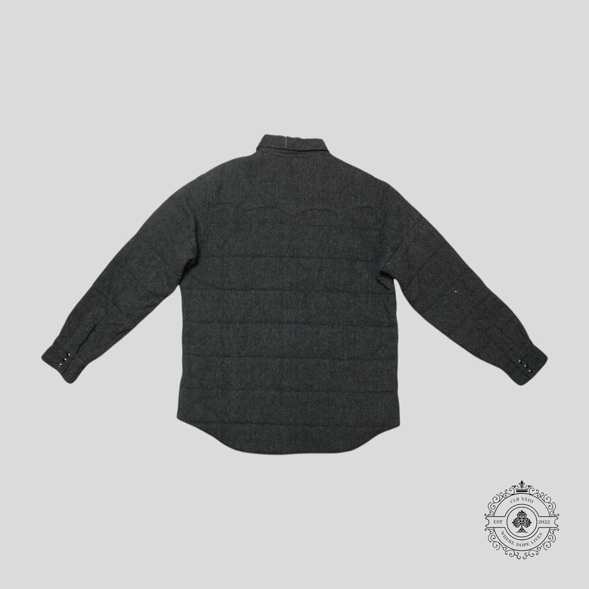 RRL Padded Tweed Wool Shirt Jacket in Navy