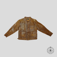 RRL Griggs Goat Leather Utility Jacket in Brown