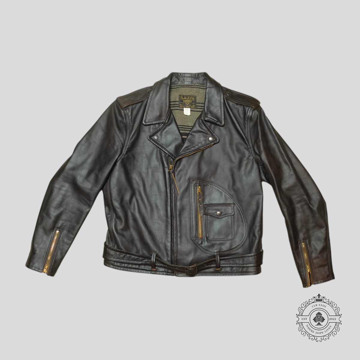 RRL Model 333 Leather Biker Jacket in Dark Brown