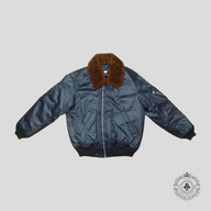 RRL Padded Shearling Bomber Jacket in Navy