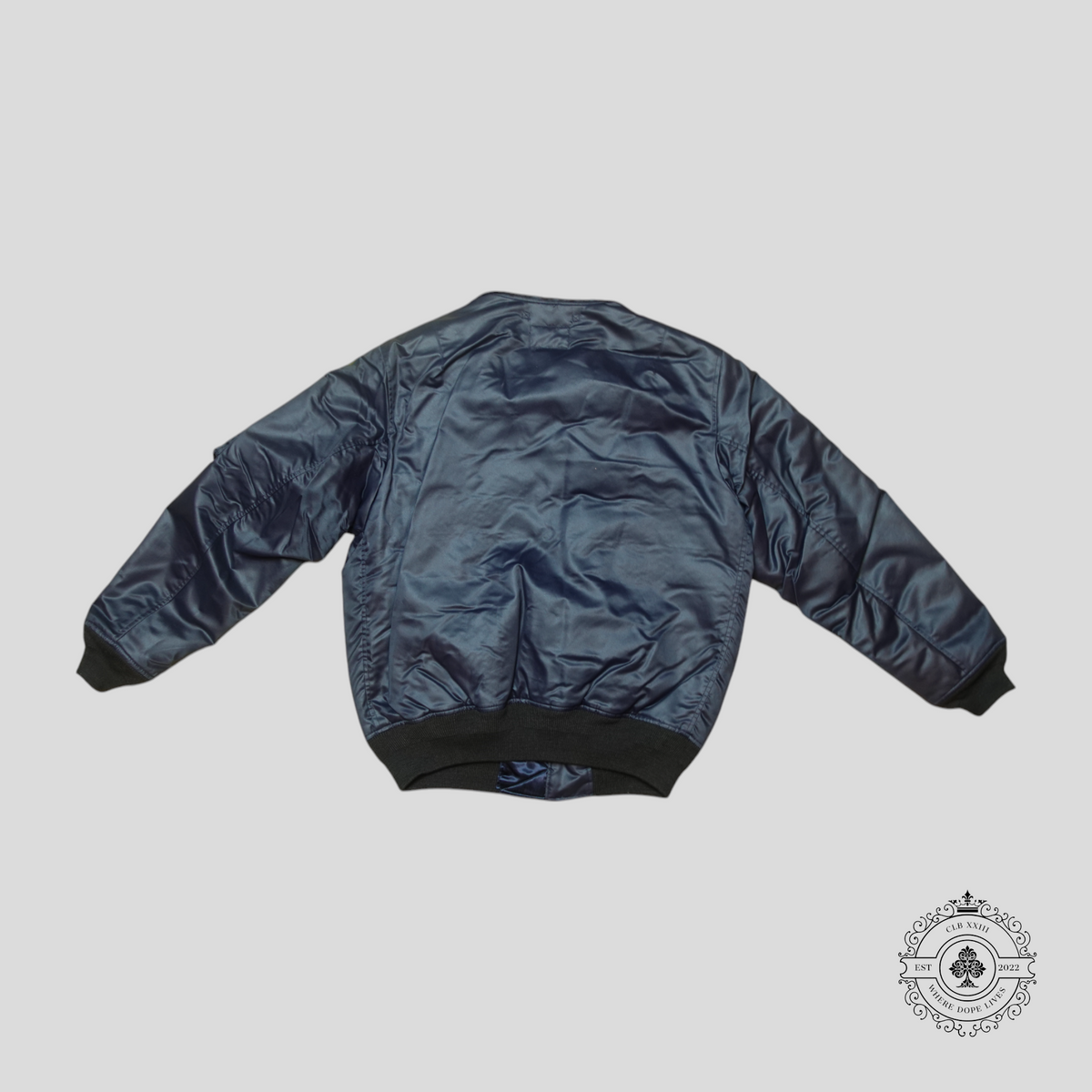 RRL Padded Shearling Bomber Jacket in Navy