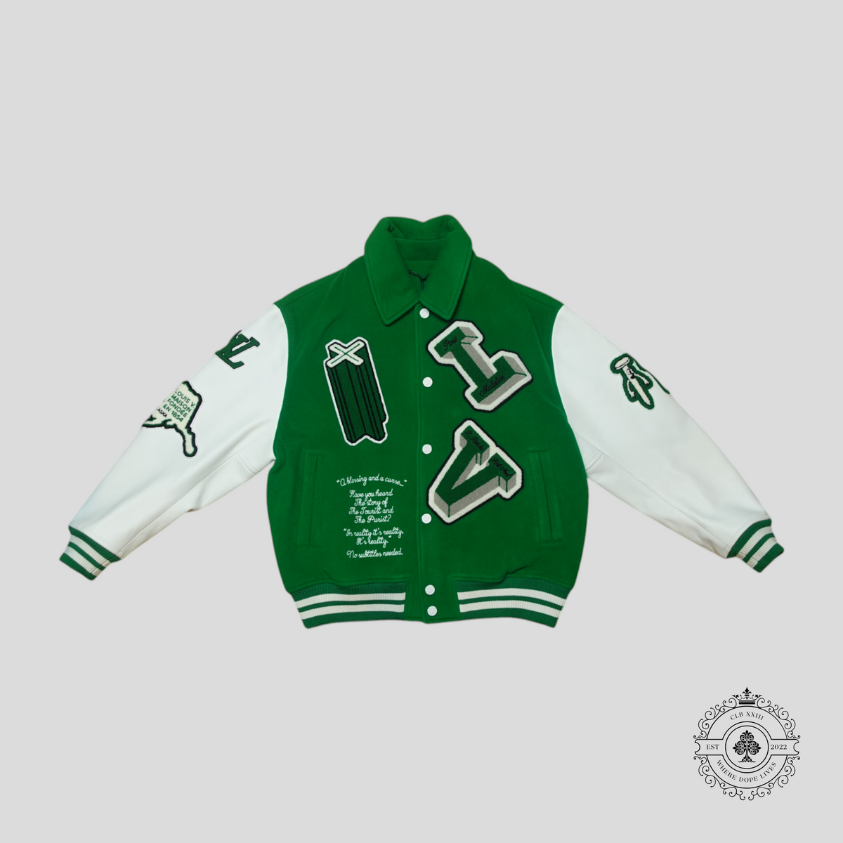 Louis Vuitton Maison Varsity Jacket in Green/White
