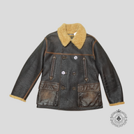 RRL Lamb Shearling Peacoat in Dark Brown