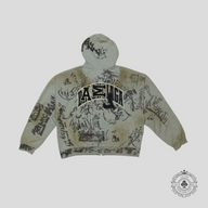 Balenciaga Graffiti Zip-Up Hoodie in Grey/Black