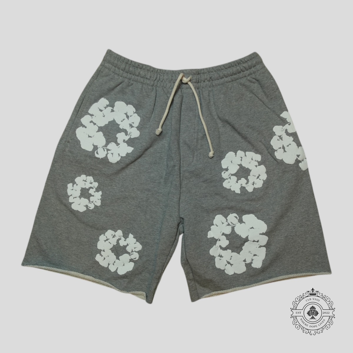 Denim Tears The Cotton Wreath Shorts in Grey
