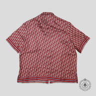 Dior Oblique Button Up Silk Shirt in Red/White