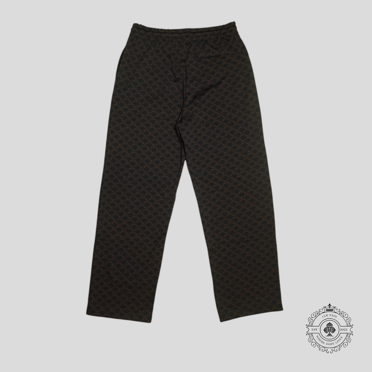 Celine Triomphe Print Double Face Jersey Track Pants in Brown