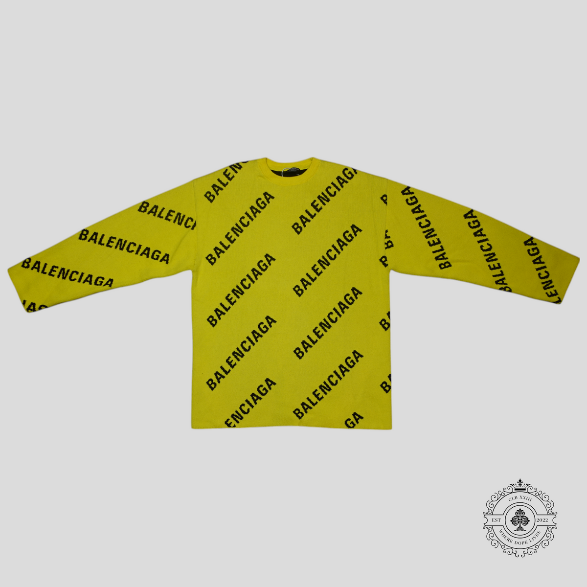 Balenciaga All Over Knit Crewneck in Yellow