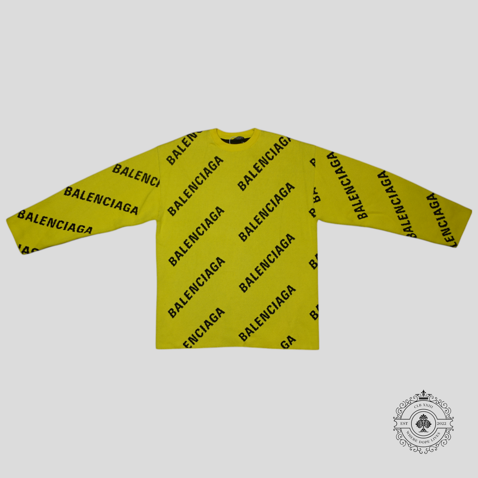 Balenciaga All Over Knit Crewneck in Yellow