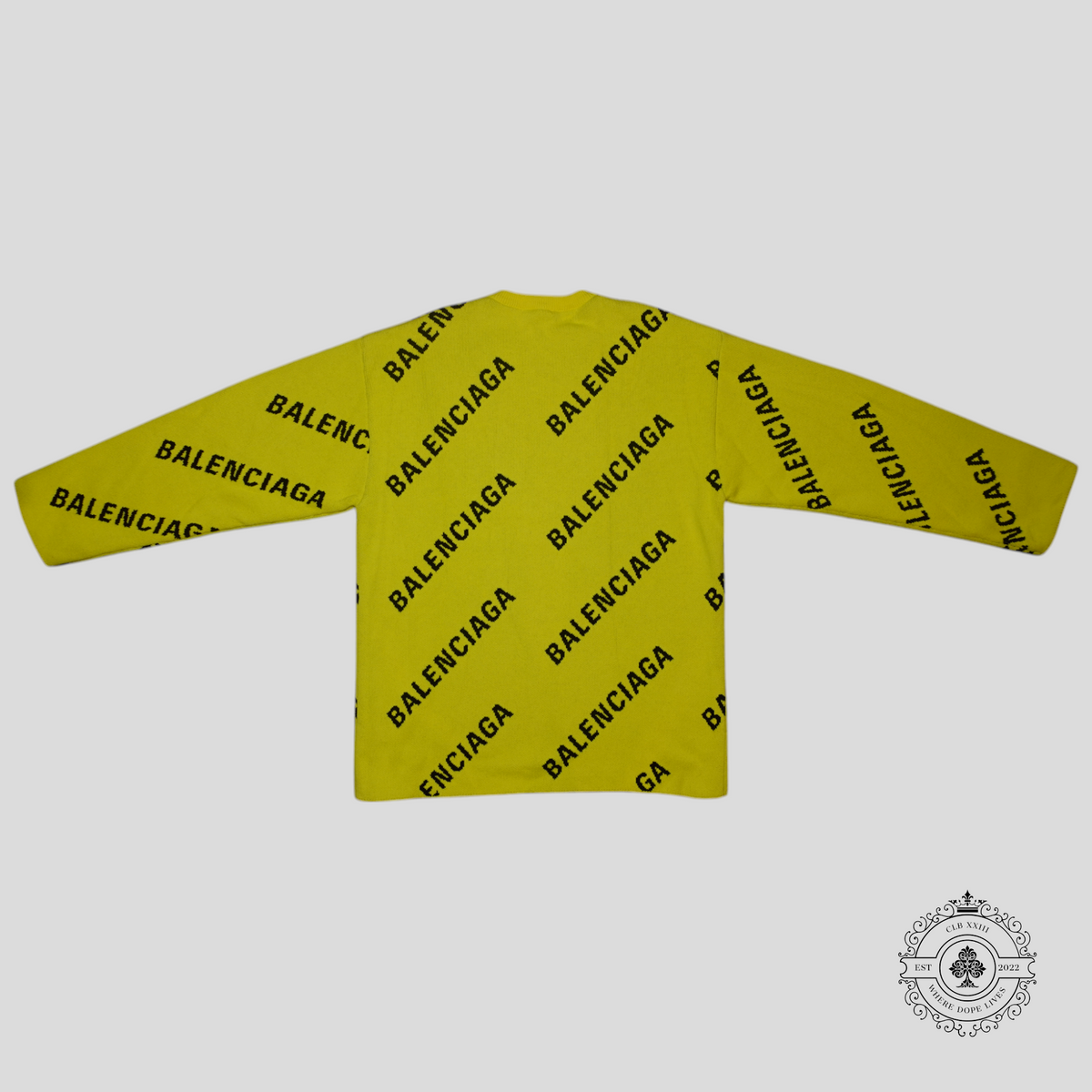 Balenciaga All Over Knit Crewneck in Yellow