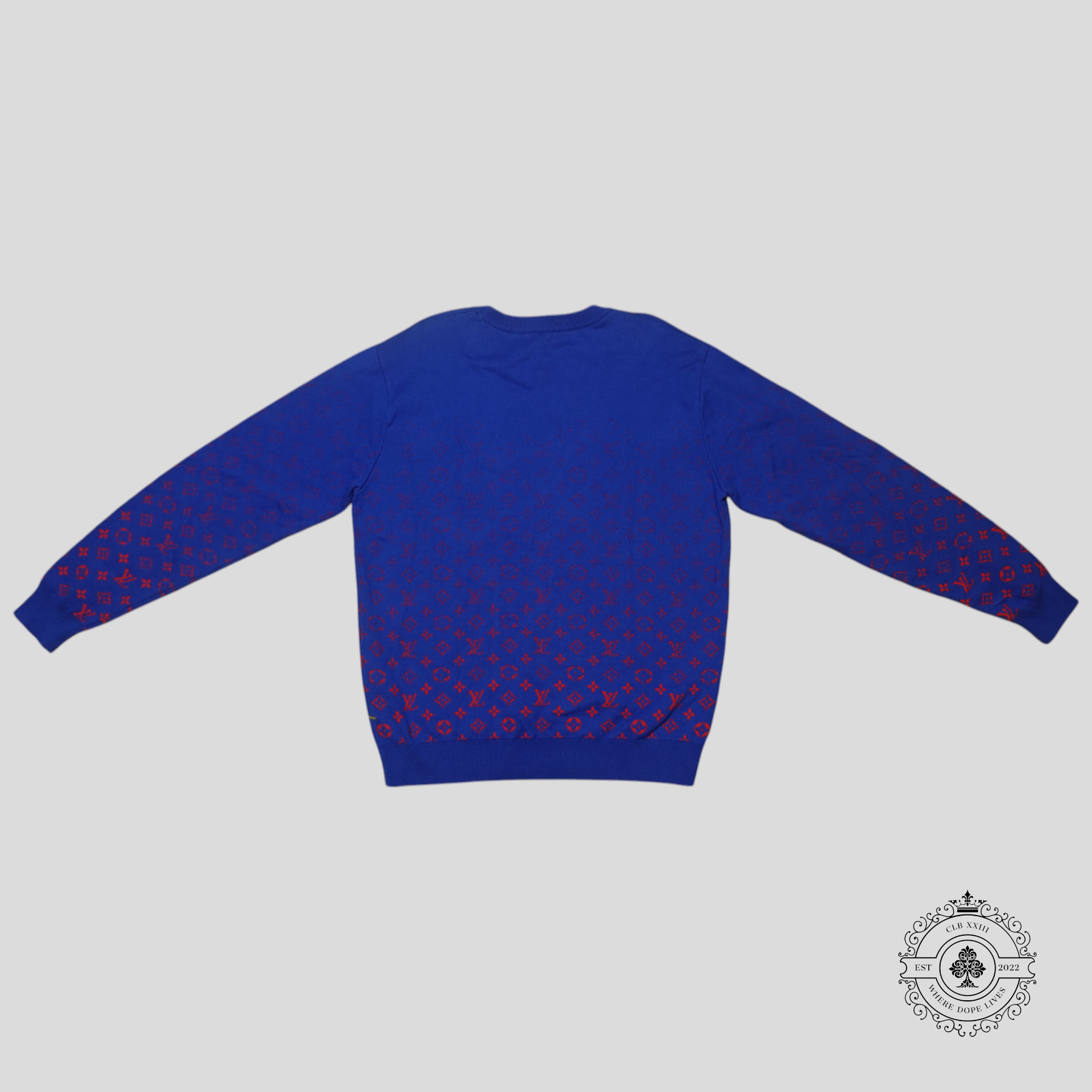 Louis Vuitton Monogram Degrade Jacquard Sweater in Blue/Red