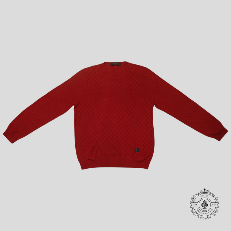 Louis Vuitton Jacquard Check Long Sleeve Pullover in Red