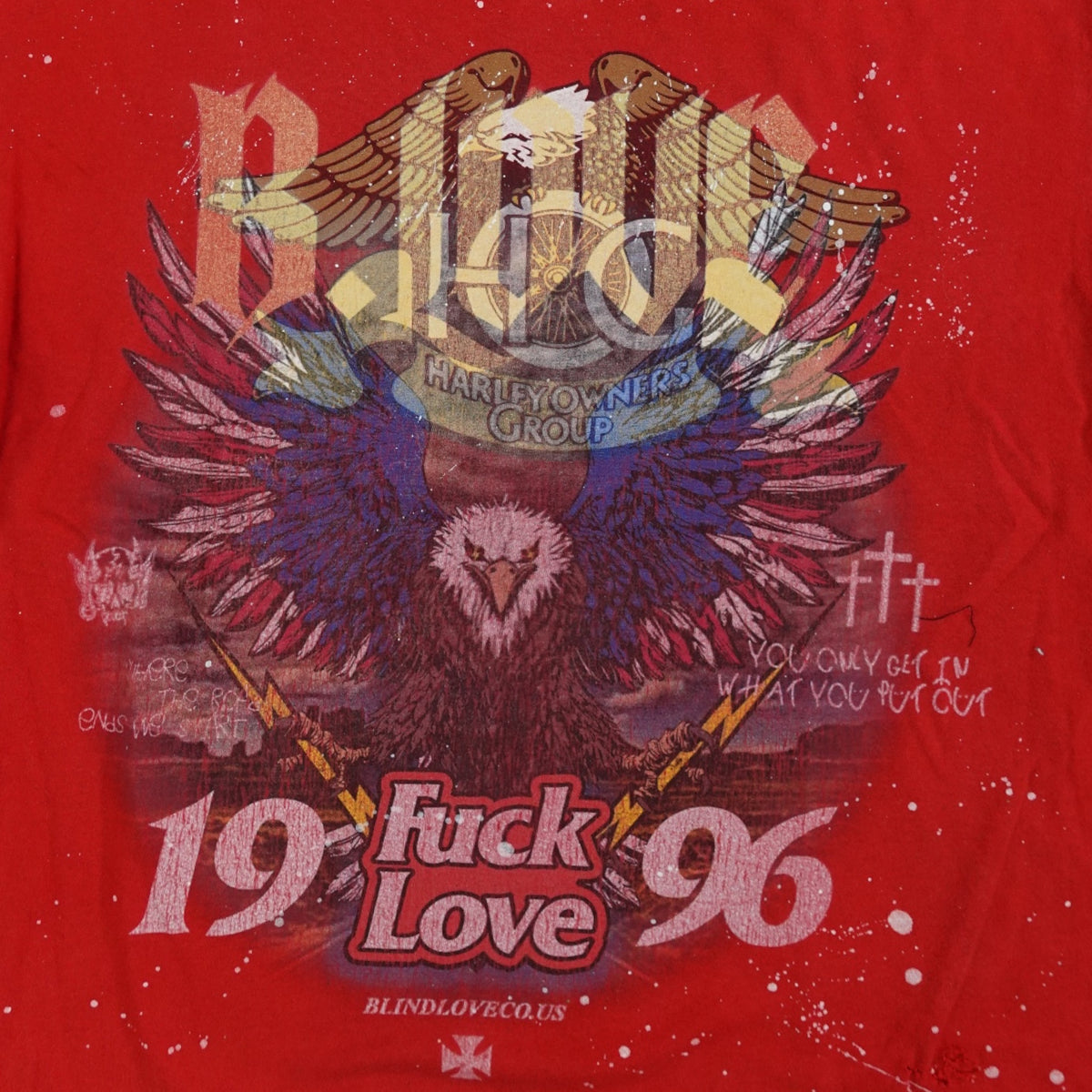 Blind Love Vintage Harley Tee in Red
