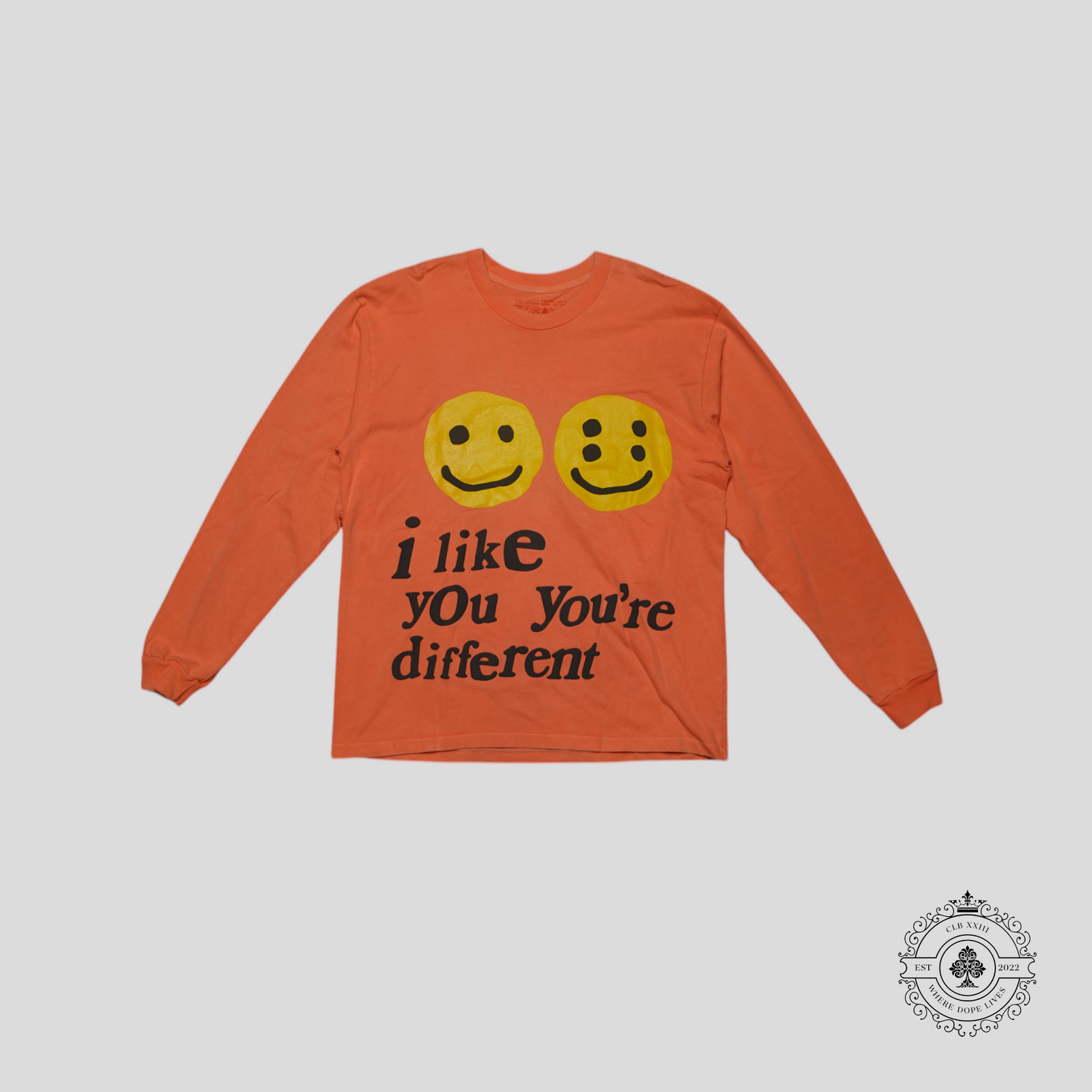 Cactus Plant Flea Market I Like You Smiley Long Sleeve Shirt in Orange