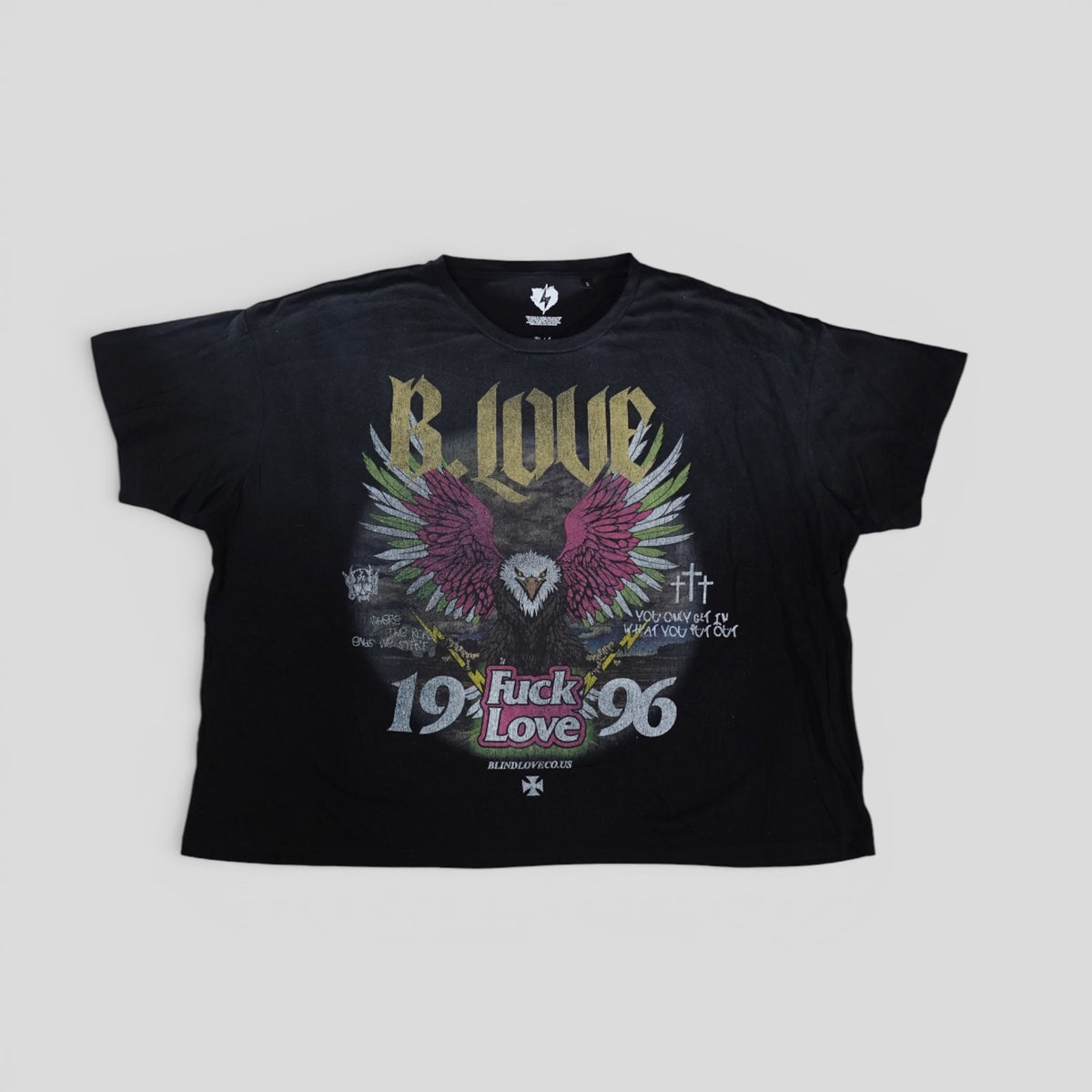 Blind Love Eagle Tee in Washed Black