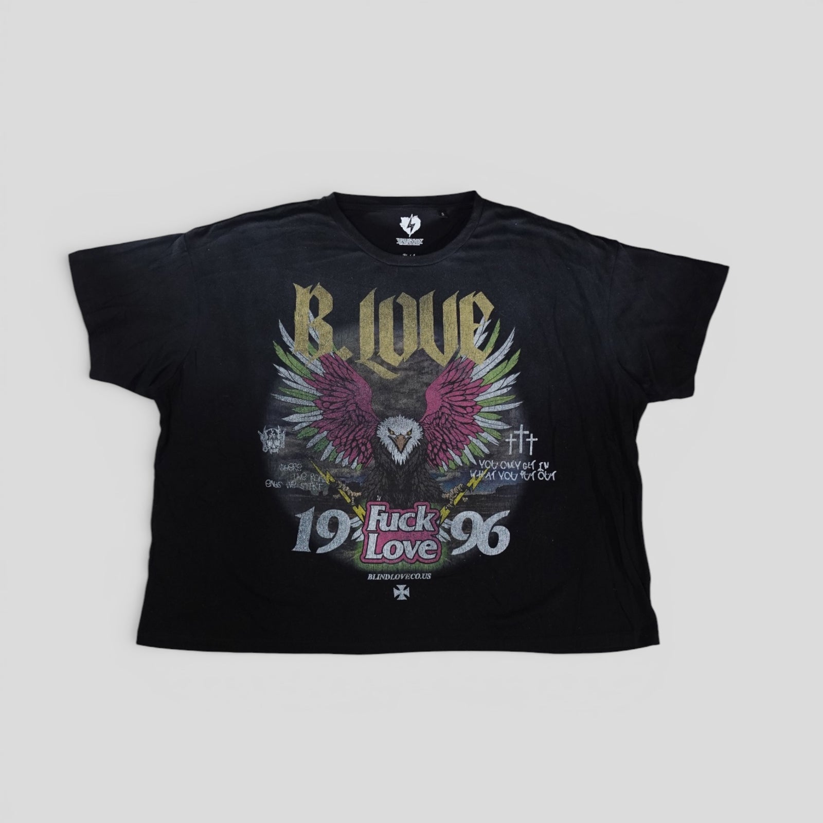 Blind Love Eagle Tee in Washed Black