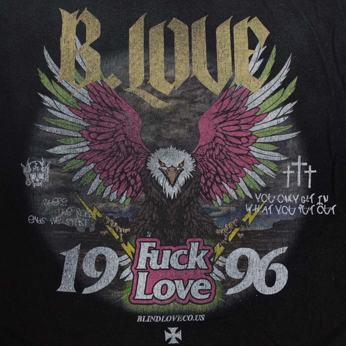 Blind Love Eagle Tee in Washed Black