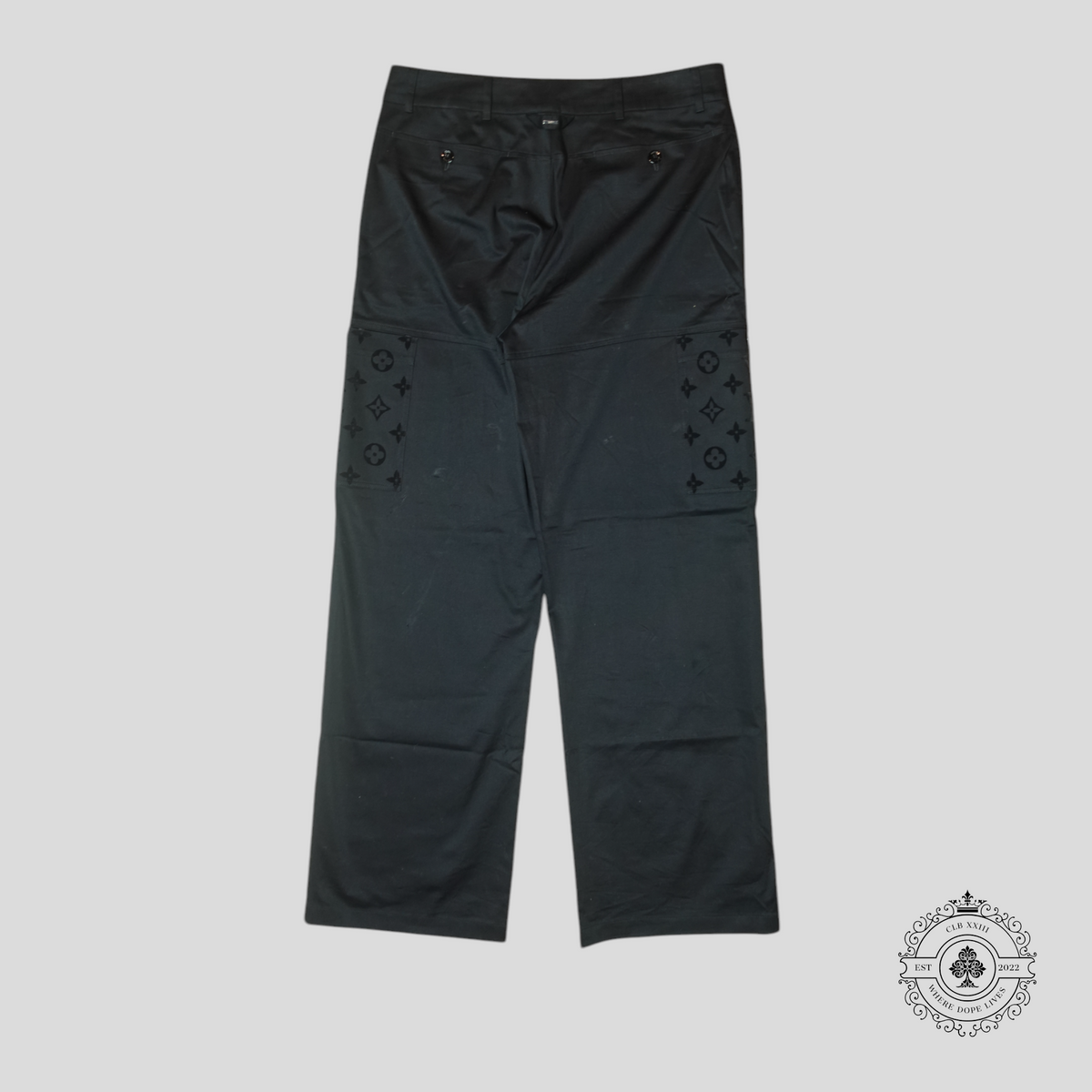 Louis Vuitton Monogram Flocked Cotton Workwear Pants in Black