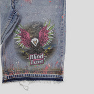 Blind Love Eagle Shorts in Light Wash