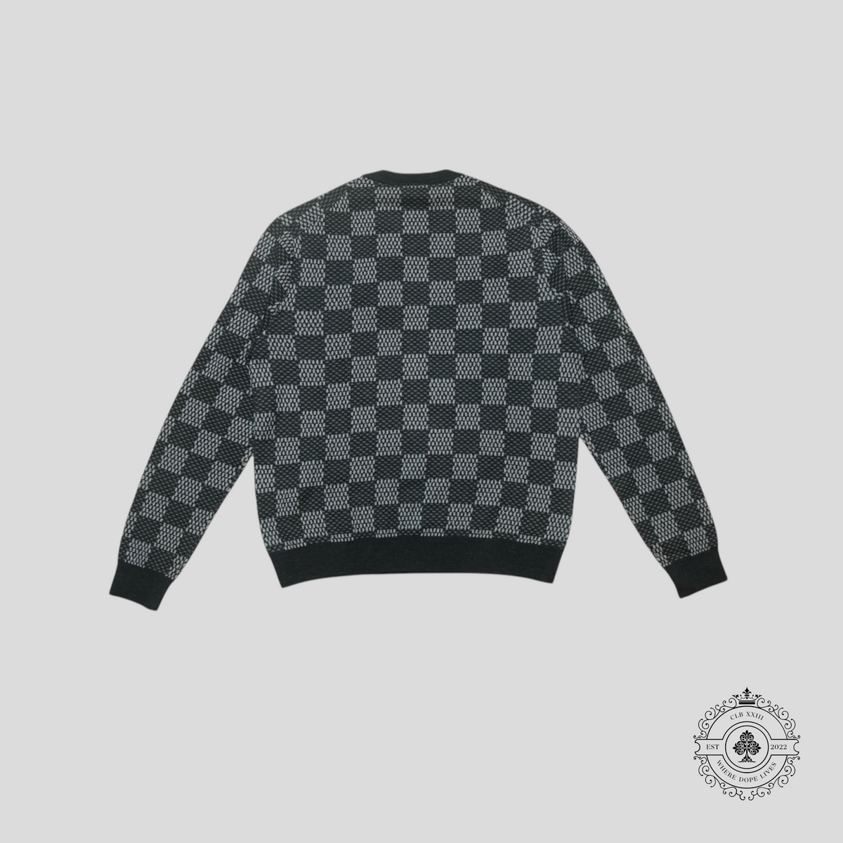 Louis Vuitton Big Damier Merino Crewneck in Black/Grey