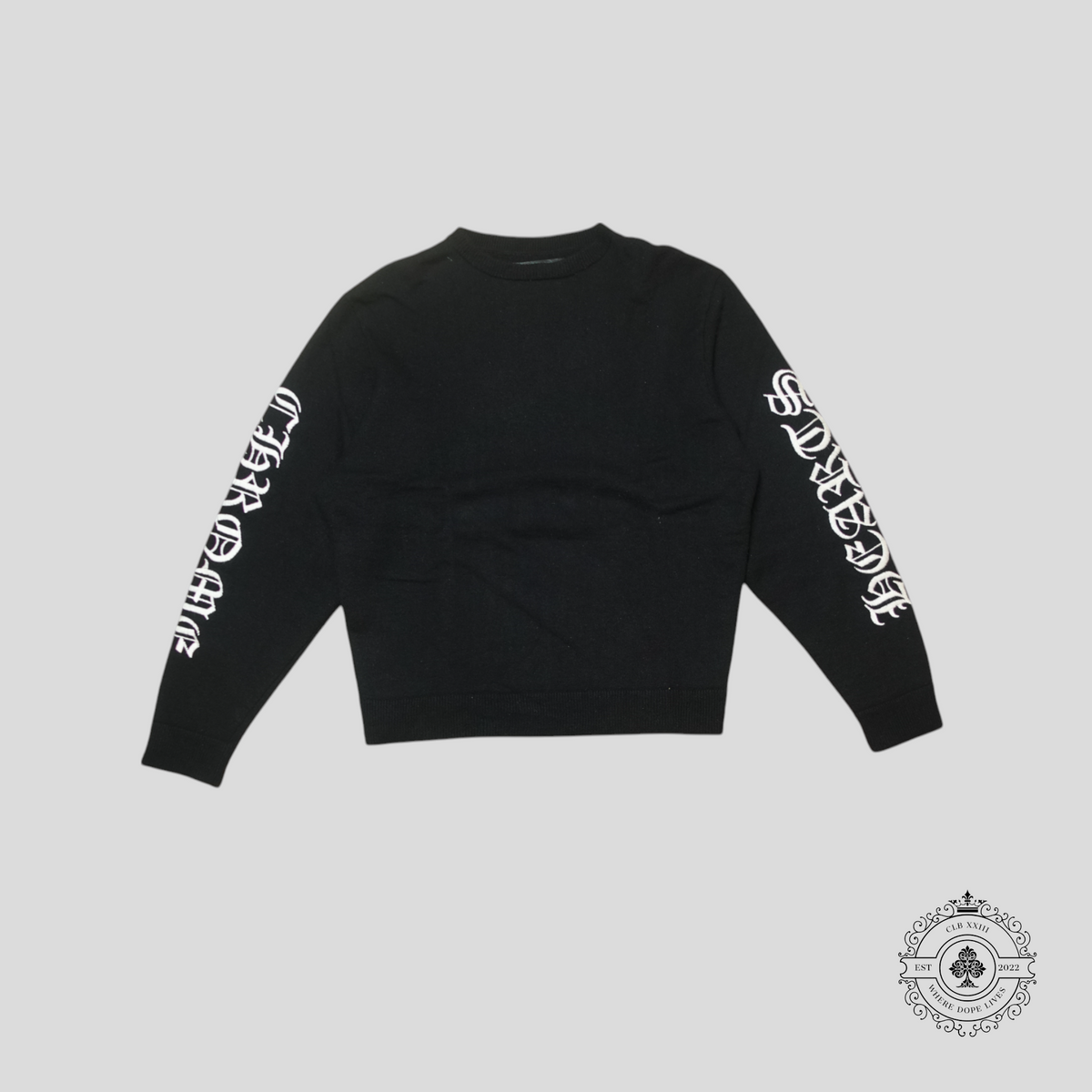 Chrome Hearts Embroidered Sleeves Cashmere Sweater in Black
