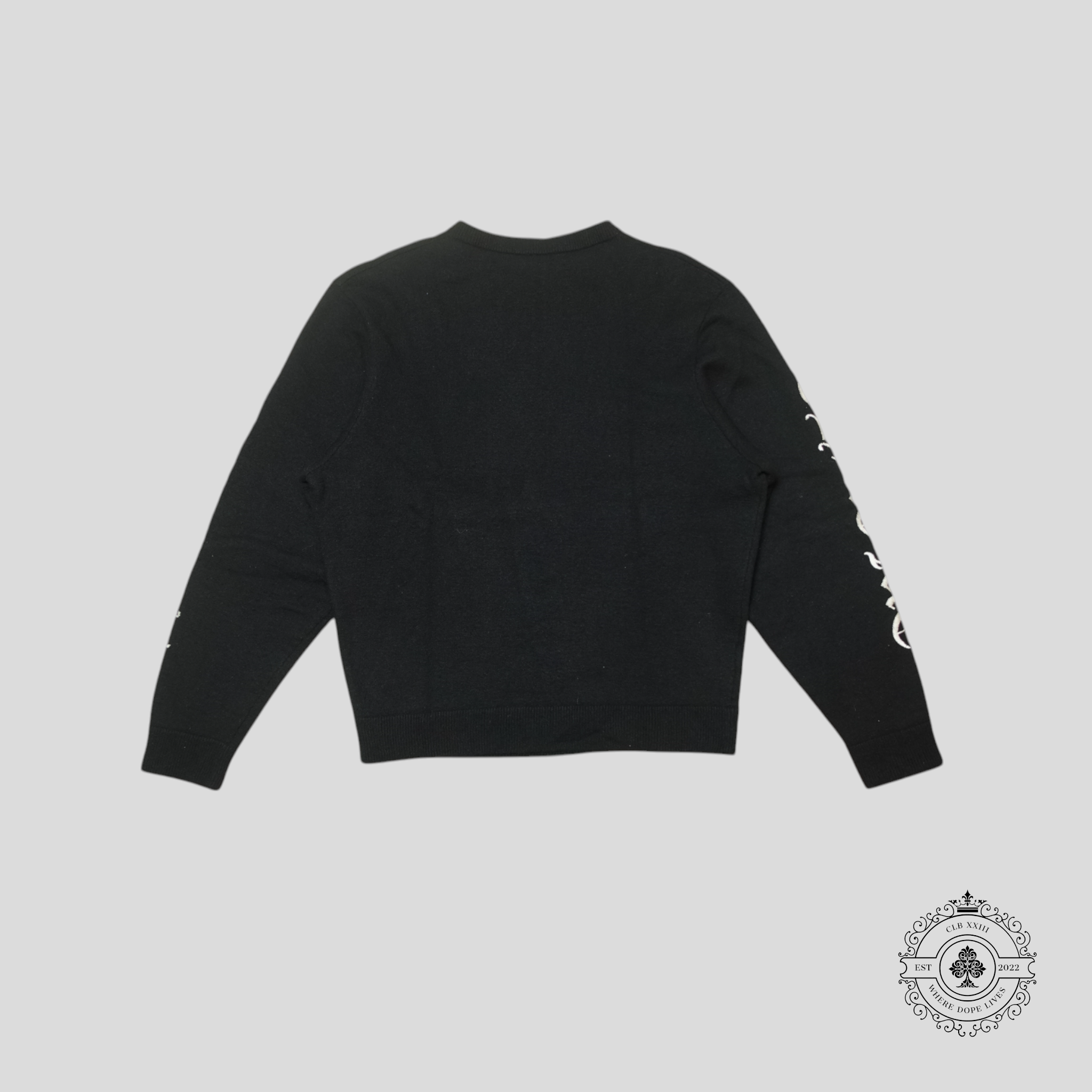Chrome Hearts Embroidered Sleeves Cashmere Sweater in Black