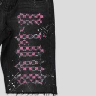Blind Love B Love Checkered Shorts in Black