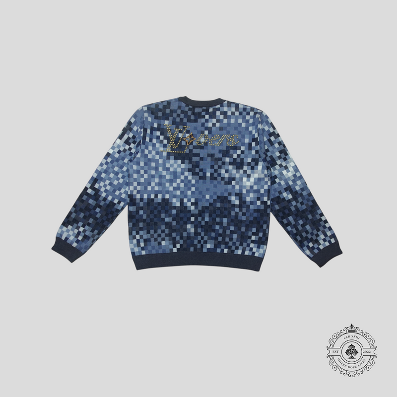 Louis Vuitton LV Lovers Damoflage Jacquard Pullover in Blue