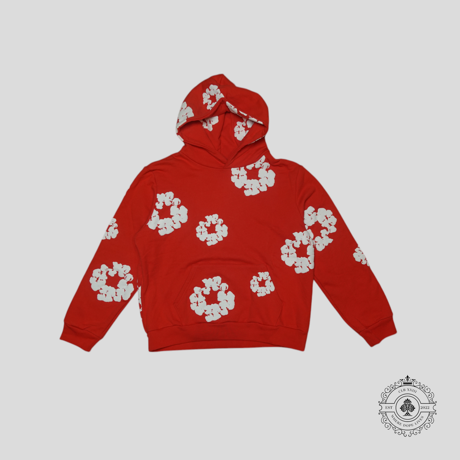 Denim Tears The Cotton Wreath Hoodie in Red