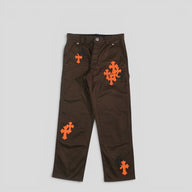 Chrome Hearts Cross Patch Carpenter Pants in Brown / Orange