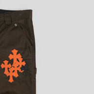 Chrome Hearts Cross Patch Carpenter Pants in Brown / Orange