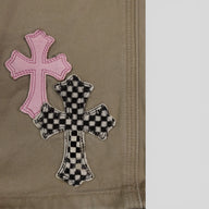 Chrome Hearts Cross Patch Carpenter Pants in Tan / Pink