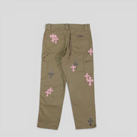 Chrome Hearts Cross Patch Carpenter Pants in Tan / Pink