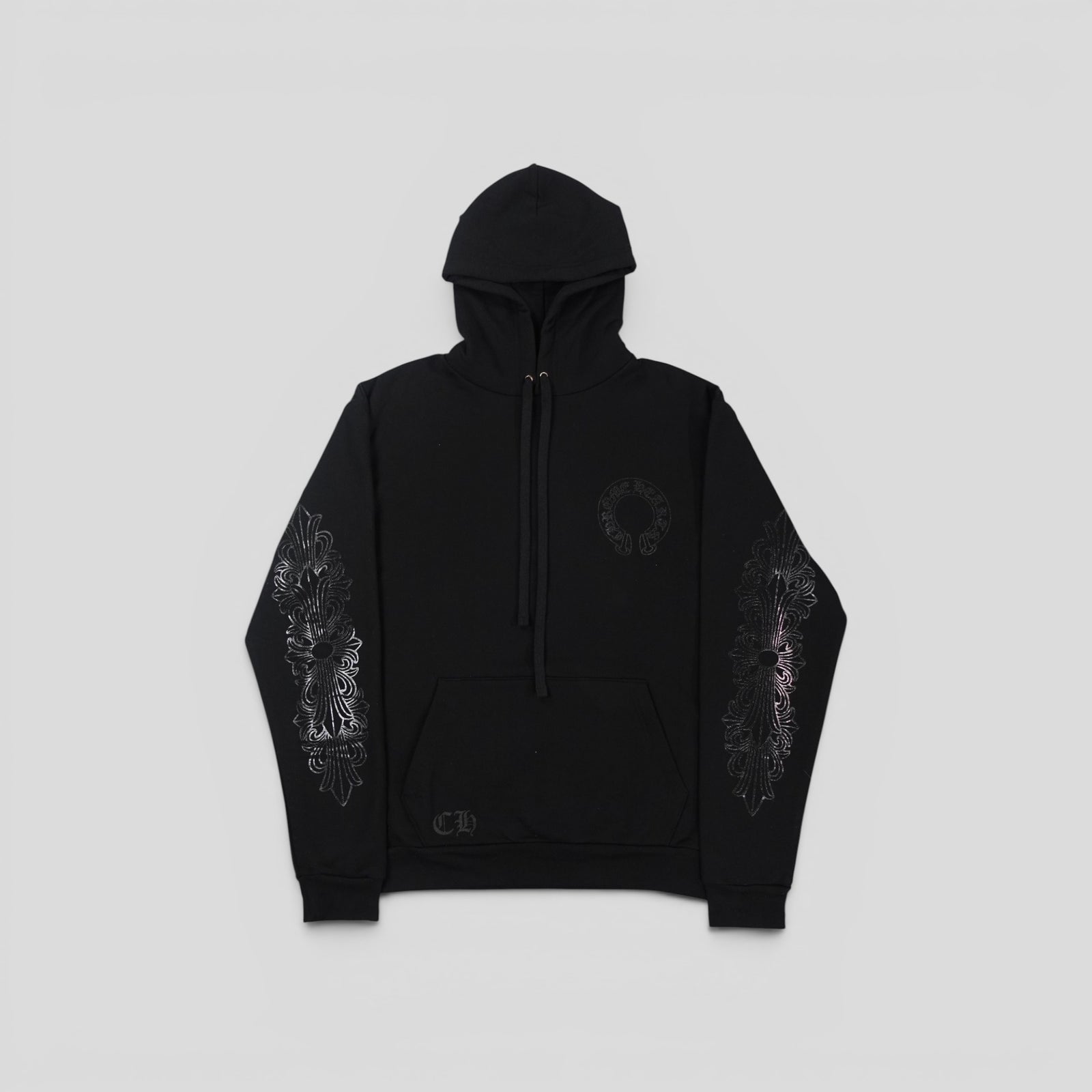 Chrome Hearts Triple Black Floral Sleeve Hoodie
