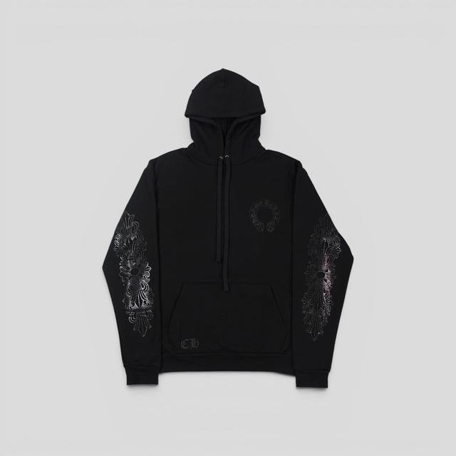 Chrome Hearts Triple Black Floral Sleeve Hoodie