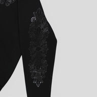 Chrome Hearts Triple Black Floral Sleeve Hoodie