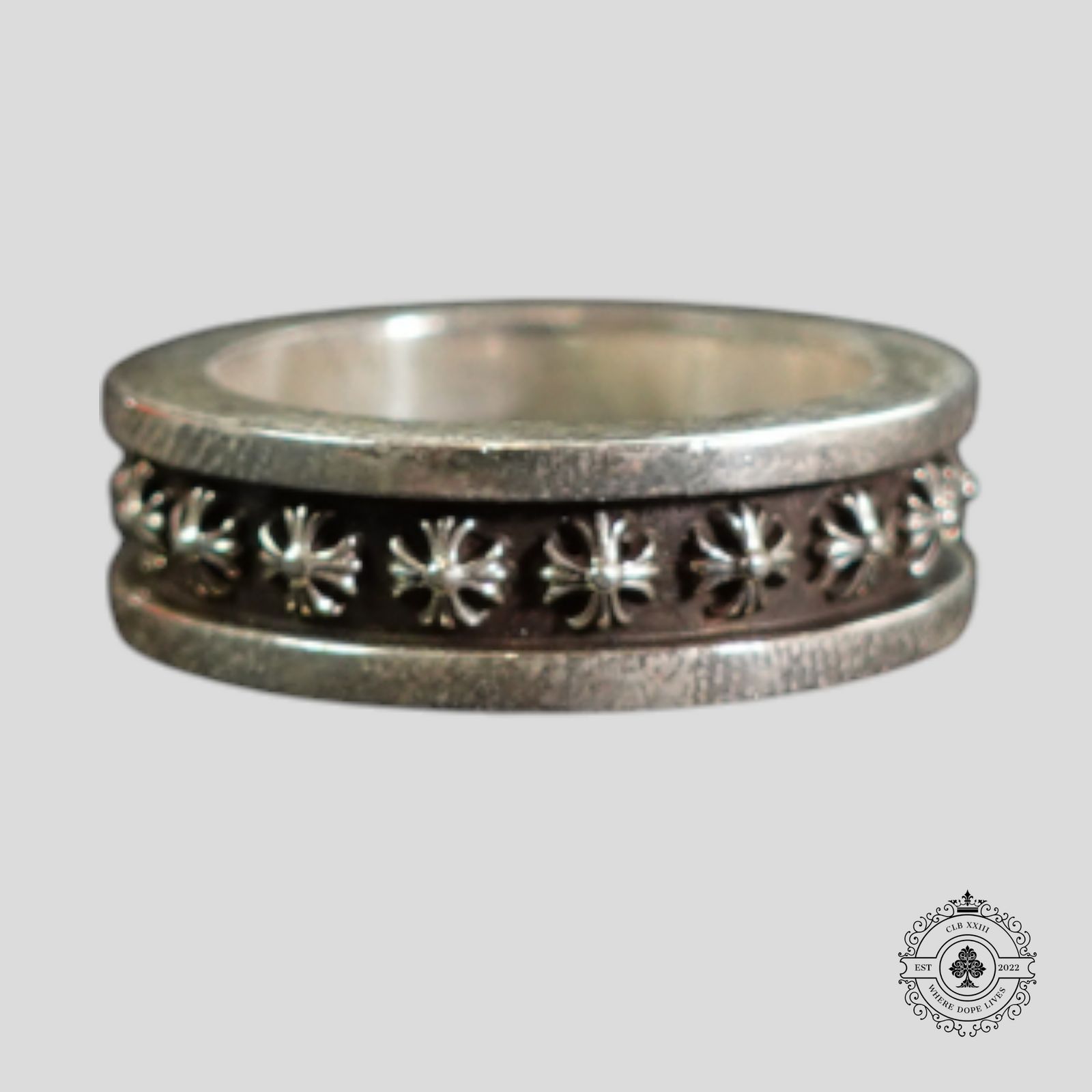 Chrome Hearts Mini Plus Band Ring in Silver
