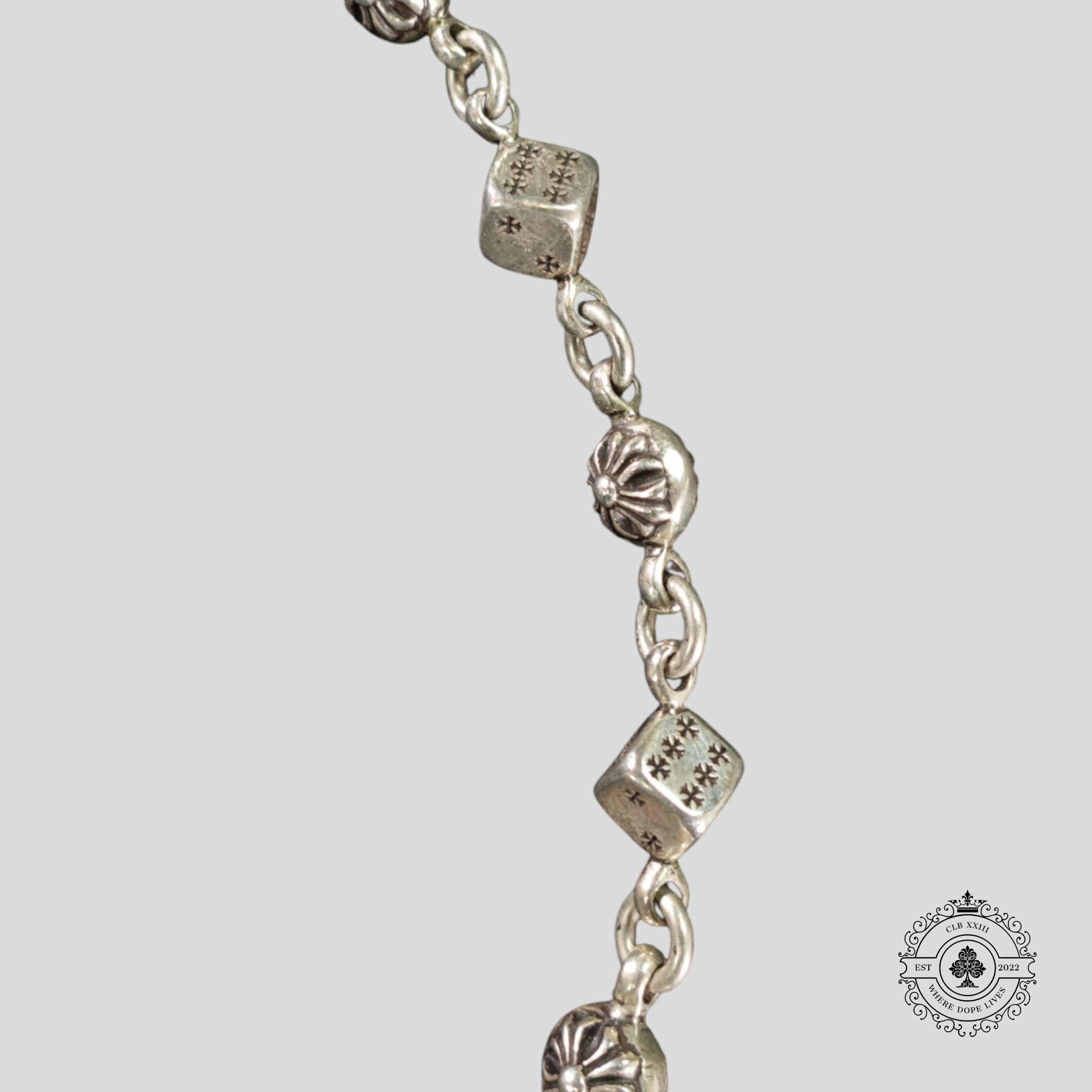Chrome Hearts Dagger Pendant Dice Necklace in Silver