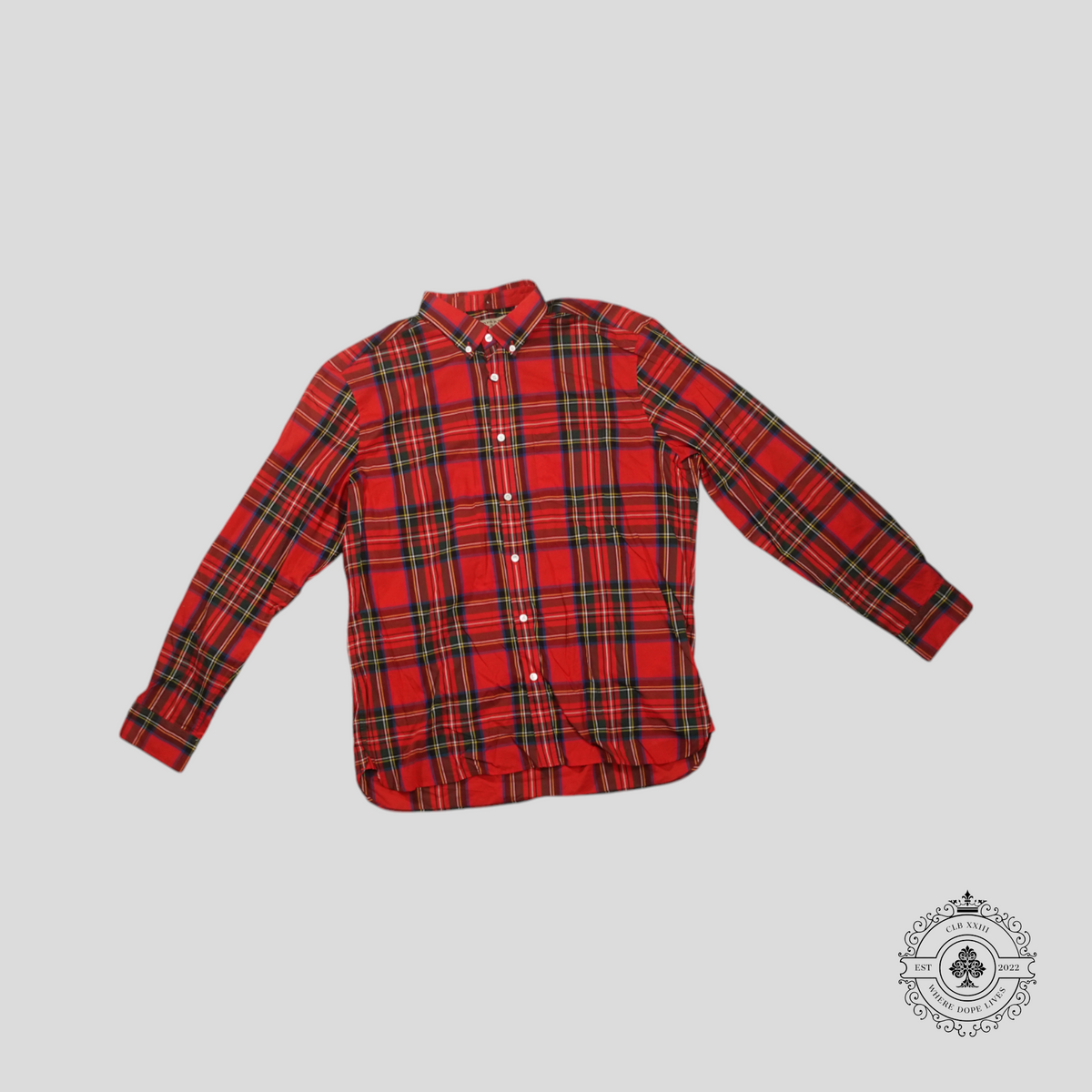 Burberry Cotton Check Shirt in Bright Red