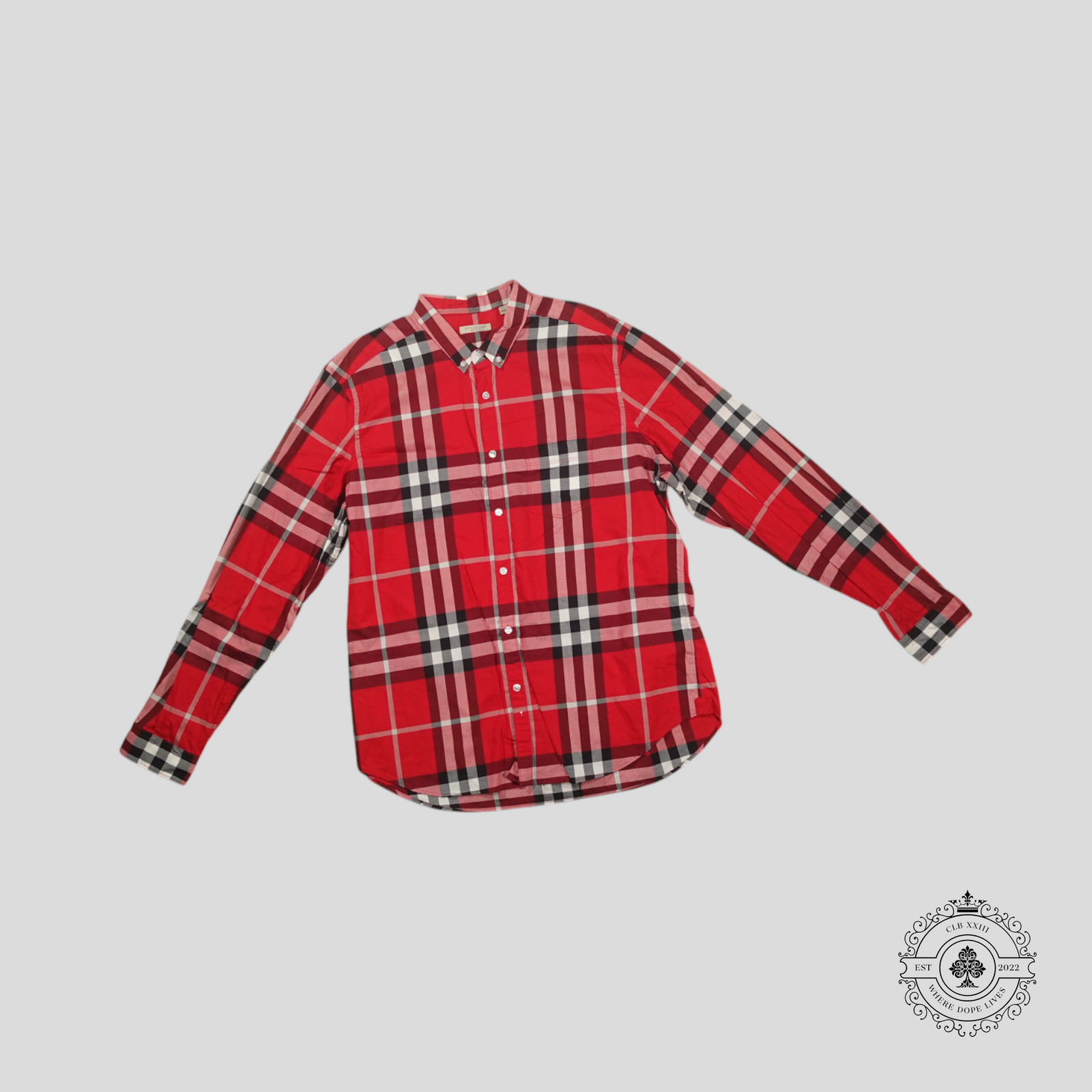Burberry Cotton Check Shirt in Red