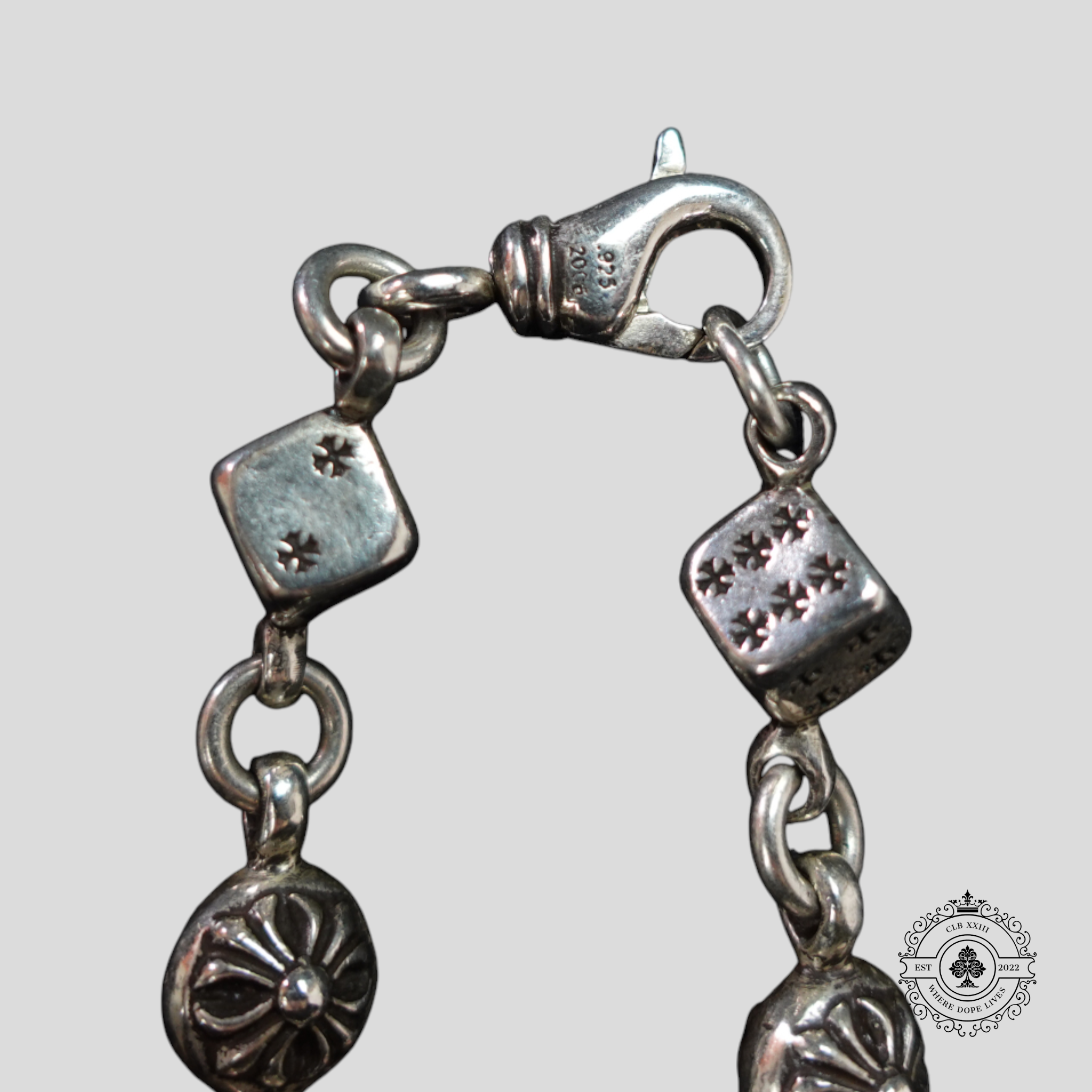 Chrome Hearts Dagger Pendant Dice Necklace in Silver
