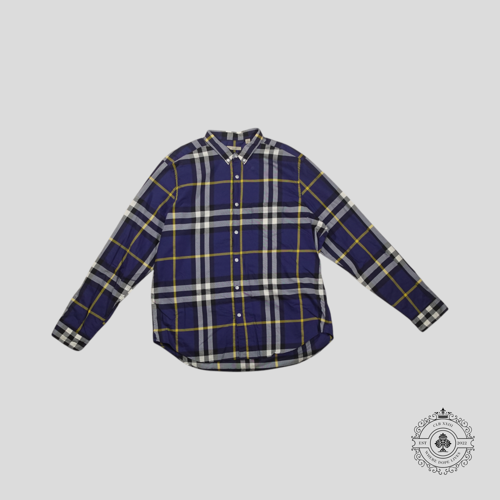 Burberry Cotton Check Shirt in Blue/Yellow