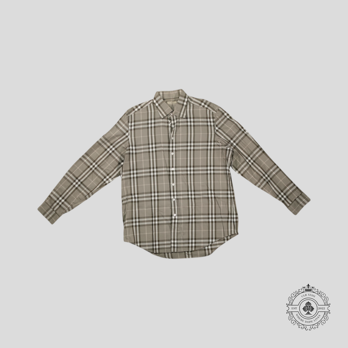 Burberry Cotton Check Shirt in Husk Green